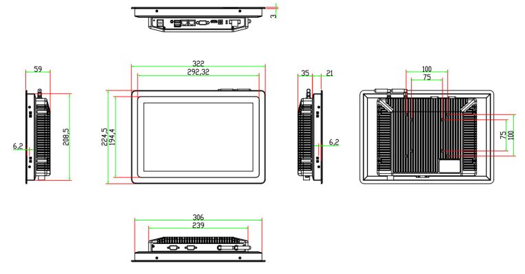 12.1" industrial panel pc